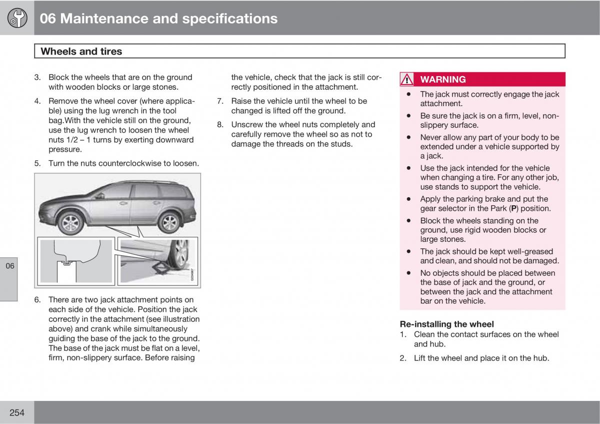 Volvo V70 XC70 III owners manual / page 254