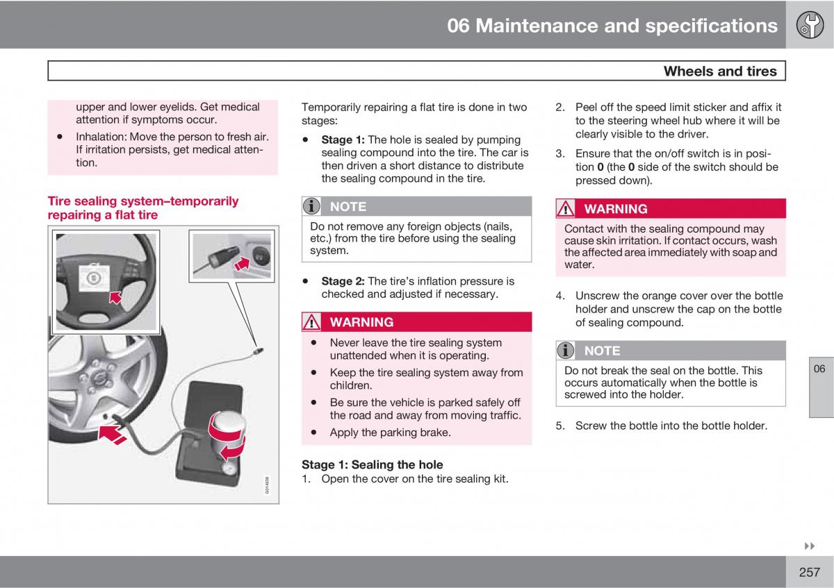 Volvo V70 XC70 III owners manual / page 257