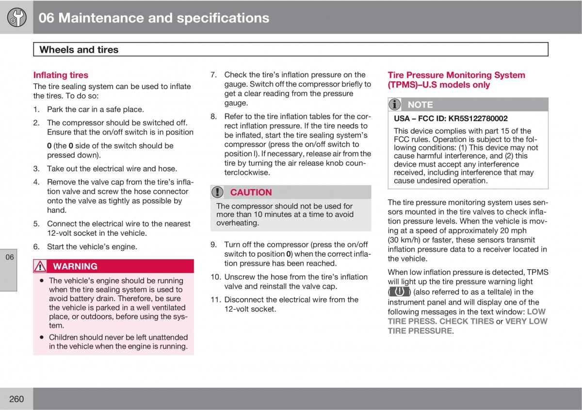 Volvo V70 XC70 III owners manual / page 260