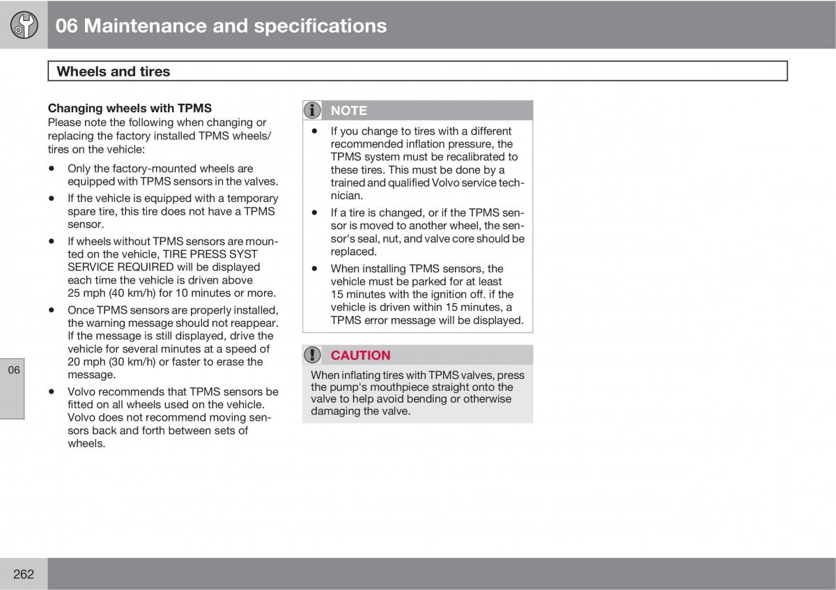 Volvo V70 XC70 III owners manual / page 262