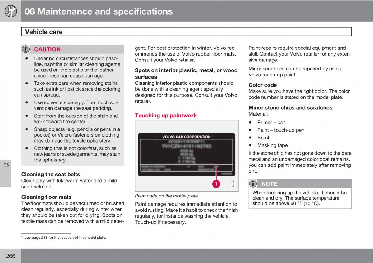 Volvo V70 XC70 III owners manual / page 266