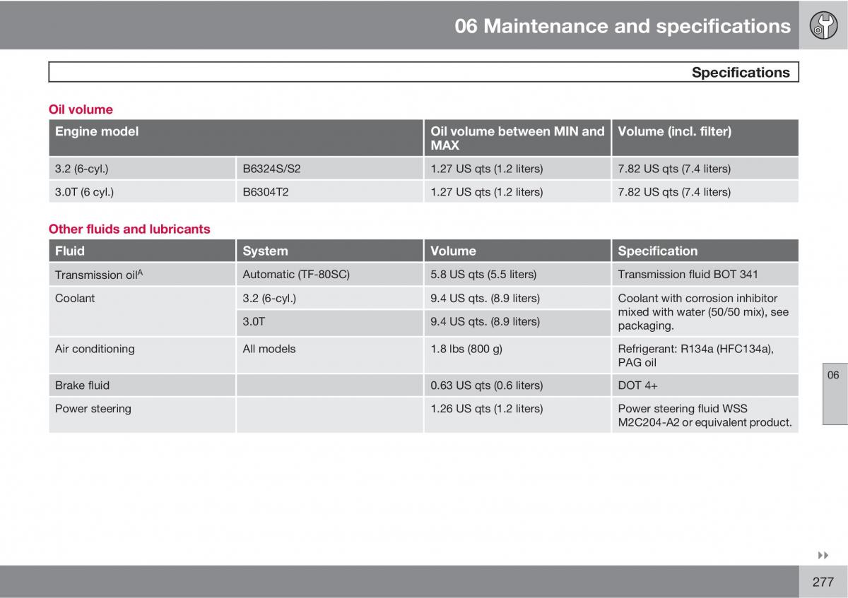 Volvo V70 XC70 III owners manual / page 277