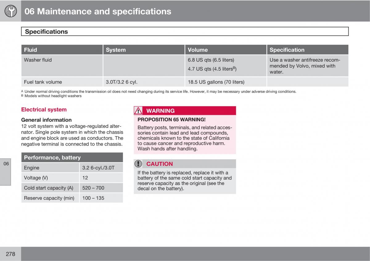 Volvo V70 XC70 III owners manual / page 278