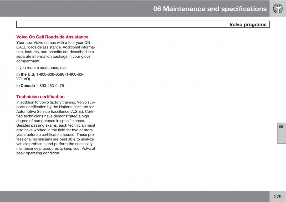 Volvo V70 XC70 III owners manual / page 279