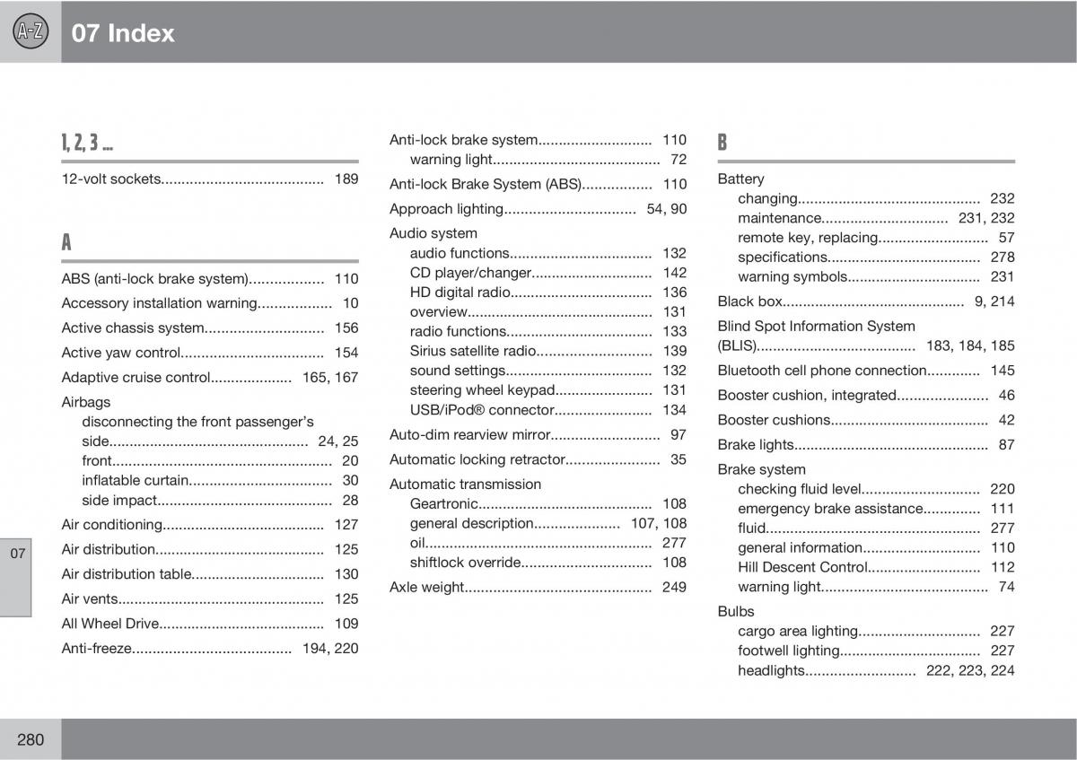 Volvo V70 XC70 III owners manual / page 280