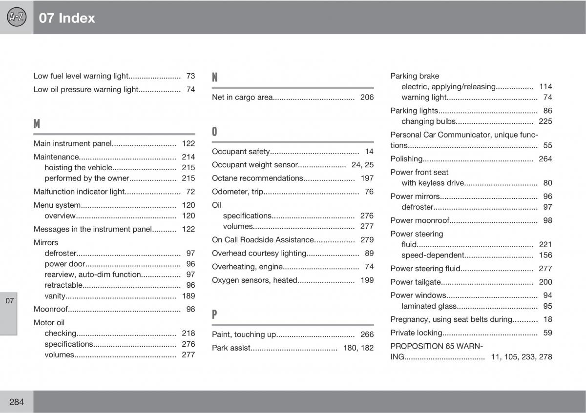 Volvo V70 XC70 III owners manual / page 284