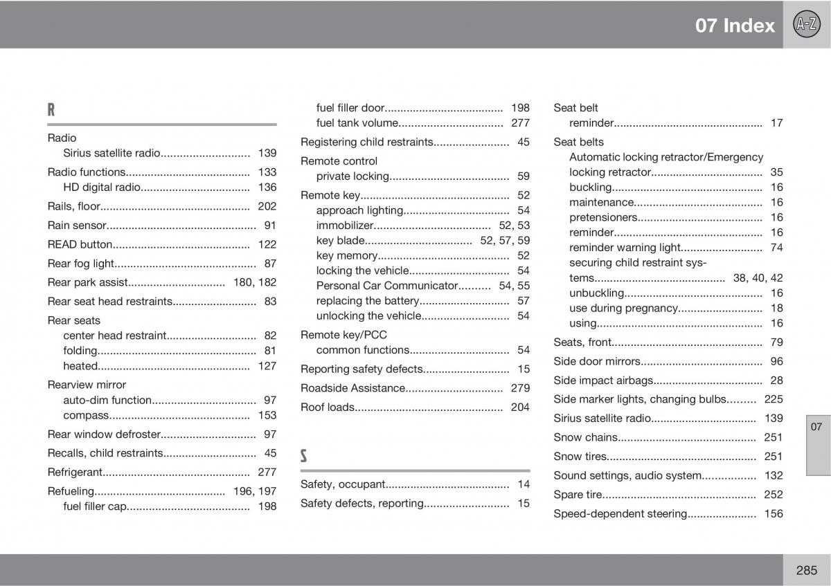 Volvo V70 XC70 III owners manual / page 285