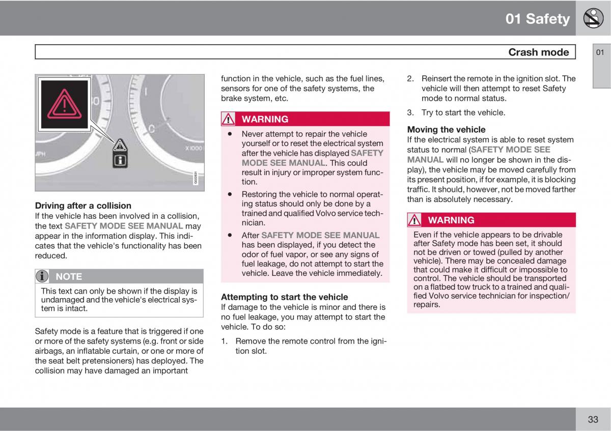 Volvo V70 XC70 III owners manual / page 33