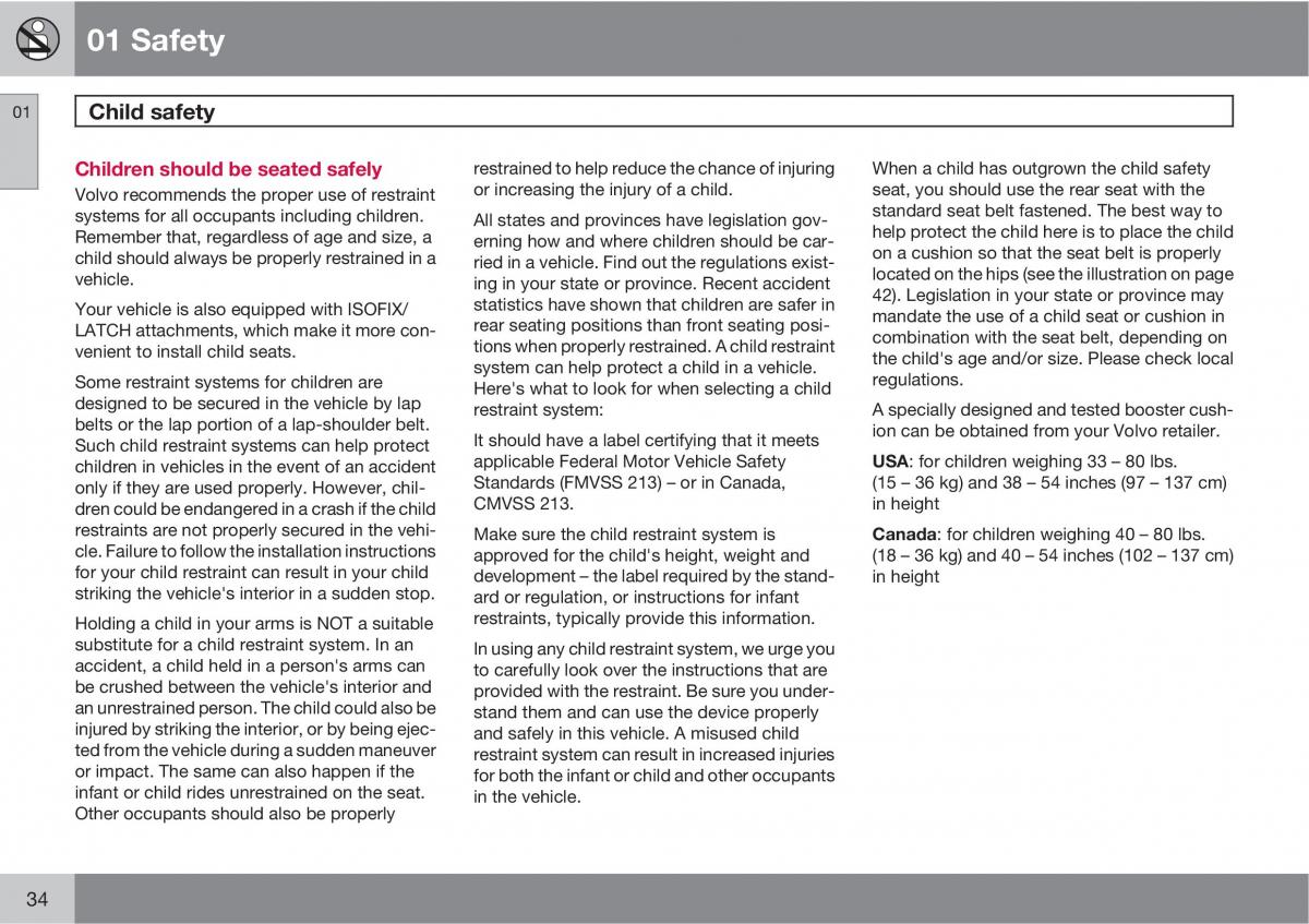 Volvo V70 XC70 III owners manual / page 34