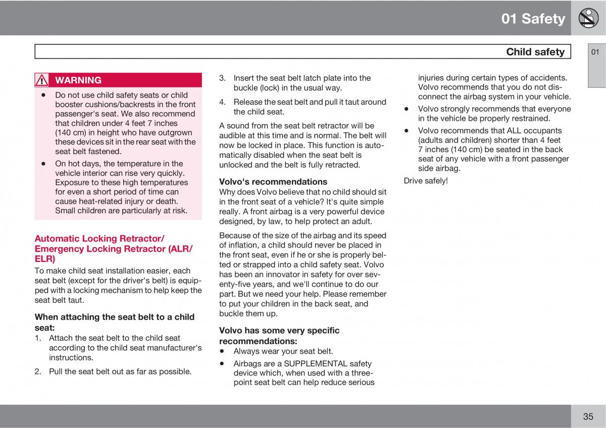 Volvo V70 XC70 III owners manual / page 35