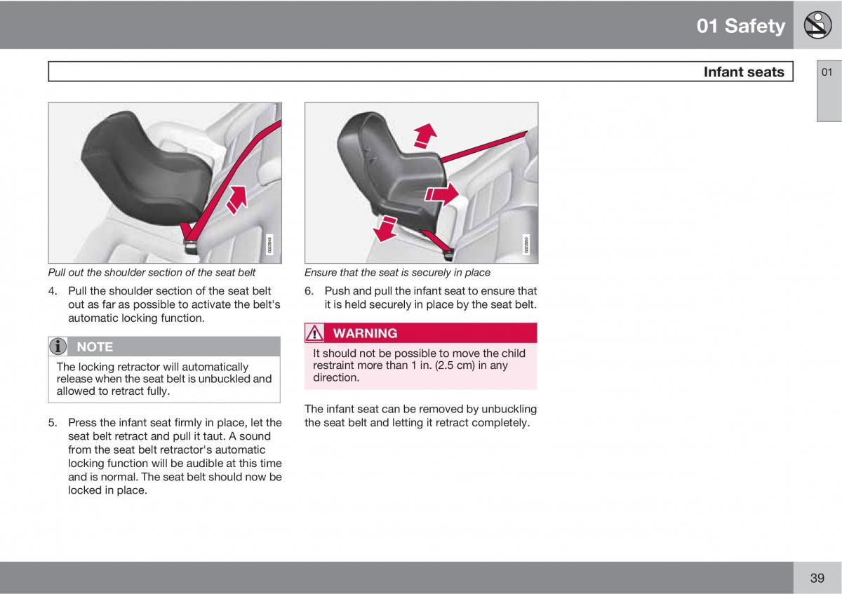 Volvo V70 XC70 III owners manual / page 39