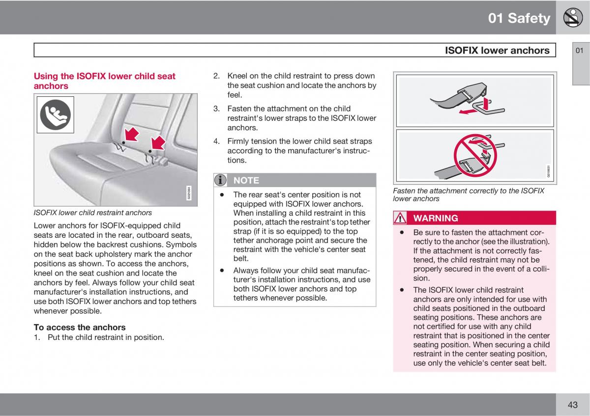 Volvo V70 XC70 III owners manual / page 43