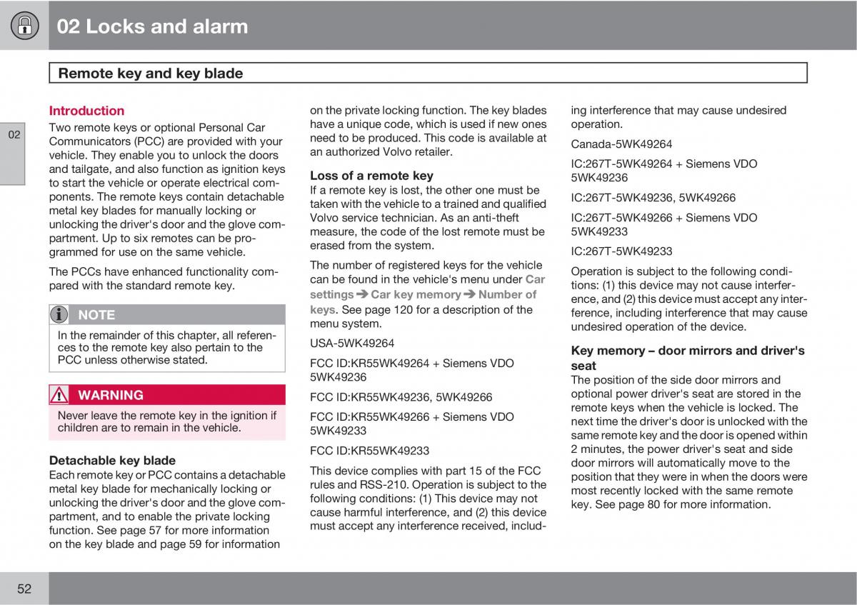 Volvo V70 XC70 III owners manual / page 52