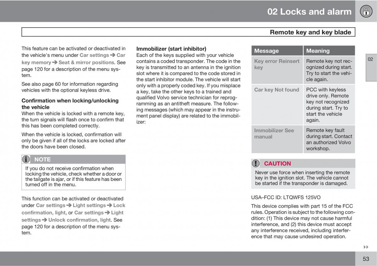 Volvo V70 XC70 III owners manual / page 53