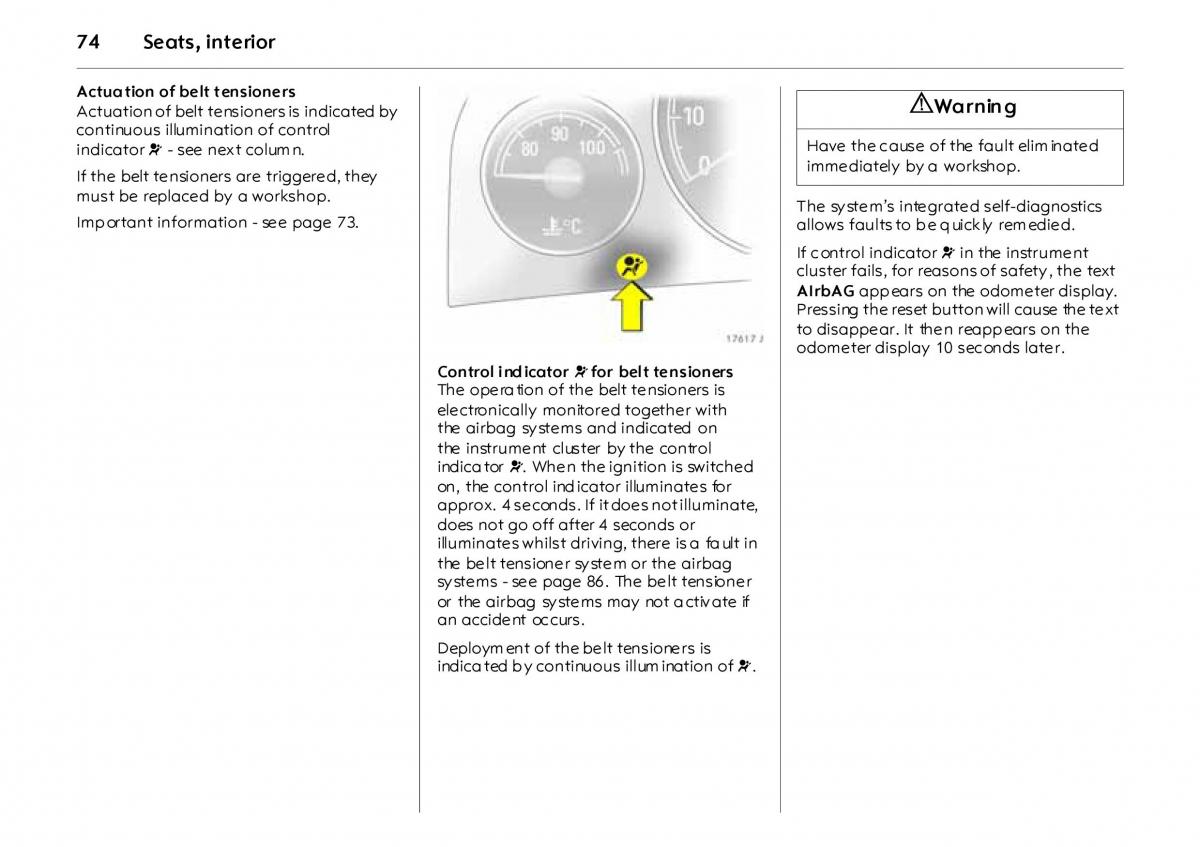 Opel Vectra Vauxhall III 3 owners manual / page 79