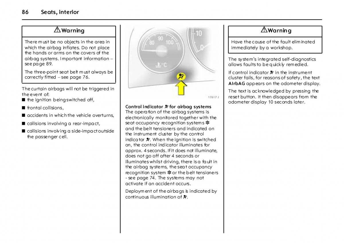 Opel Vectra Vauxhall III 3 owners manual / page 91