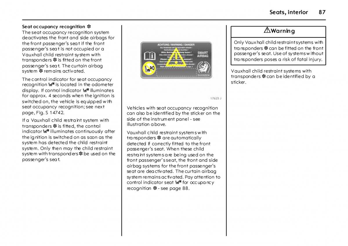 Opel Vectra Vauxhall III 3 owners manual / page 92