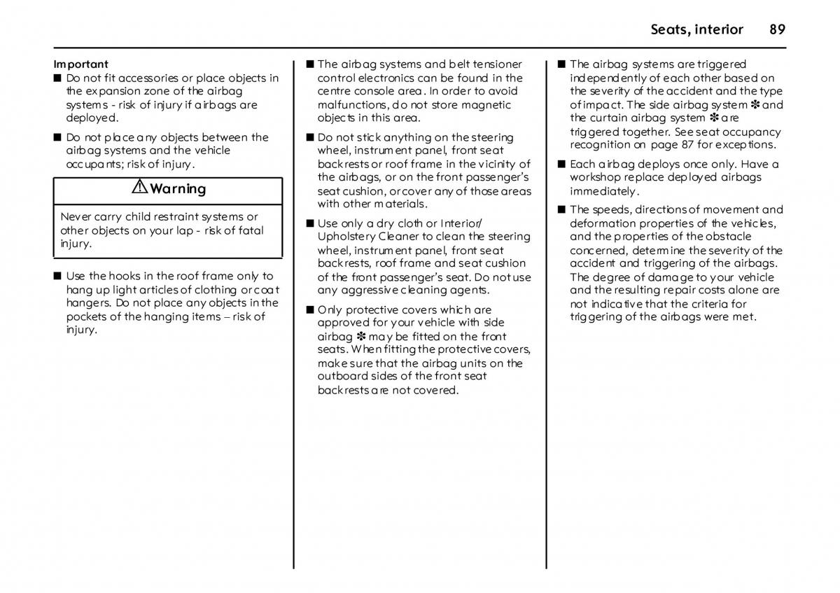 Opel Vectra Vauxhall III 3 owners manual / page 94