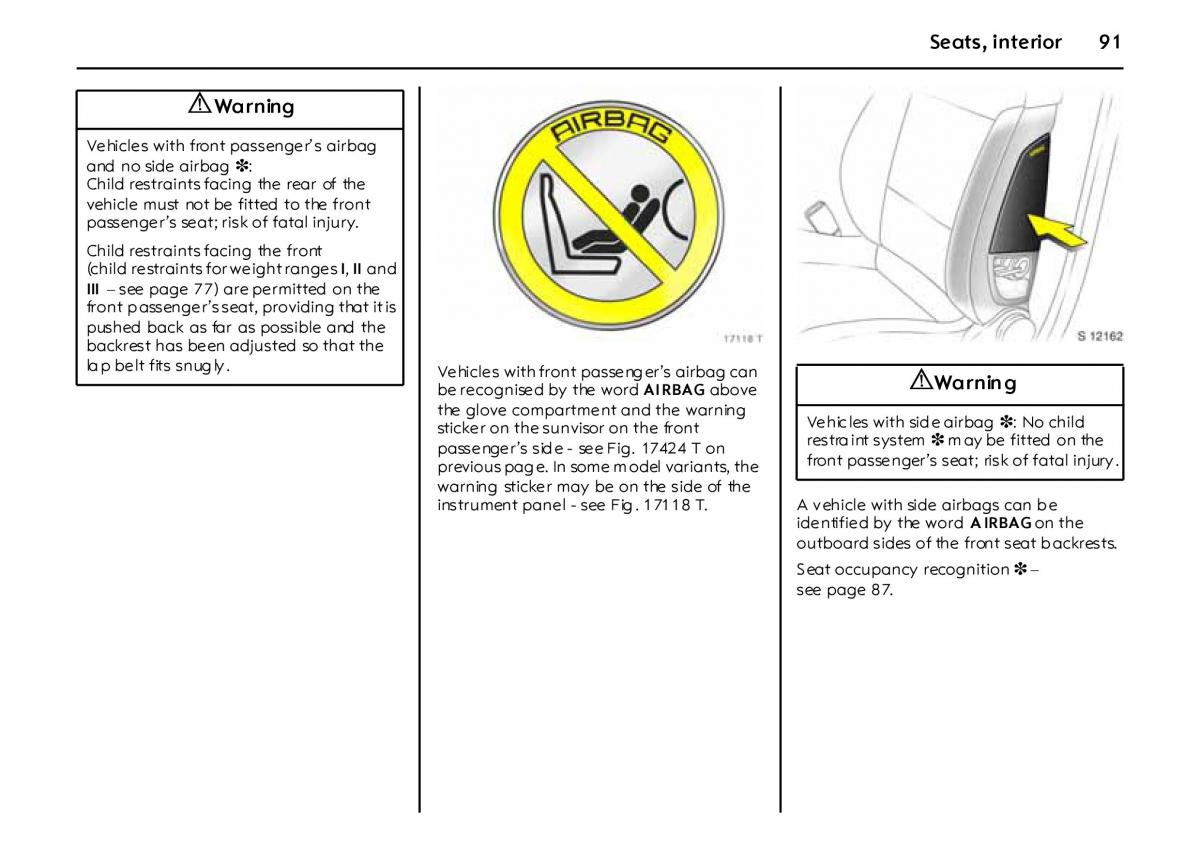 Opel Vectra Vauxhall III 3 owners manual / page 96