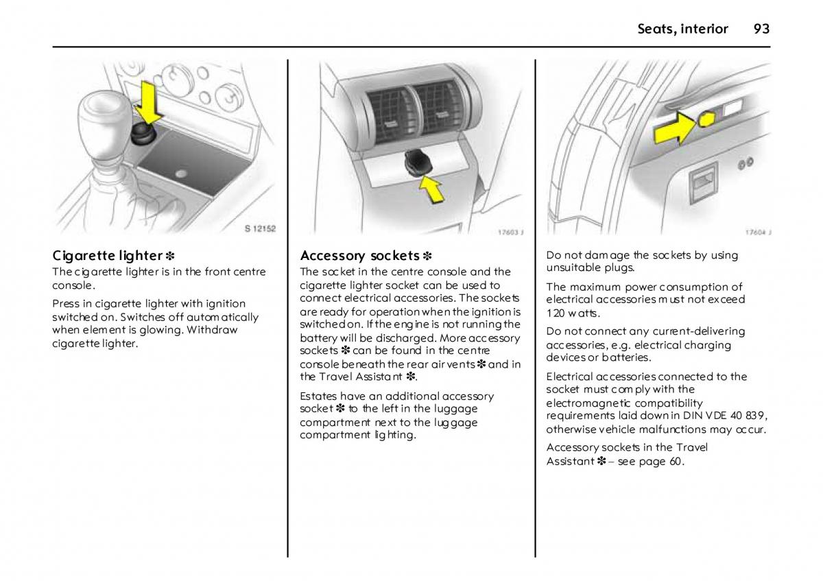 Opel Vectra Vauxhall III 3 owners manual / page 98