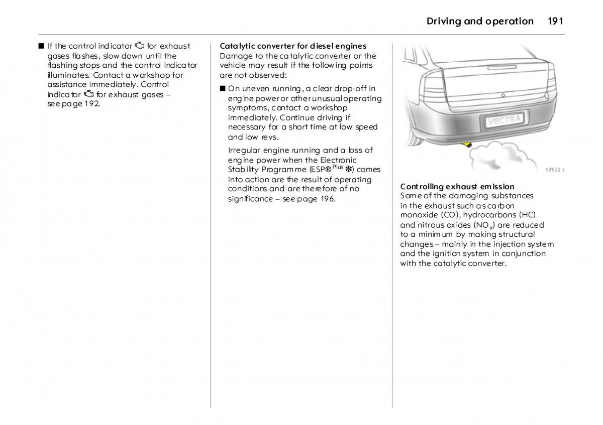 Opel Vectra Vauxhall III 3 owners manual / page 196