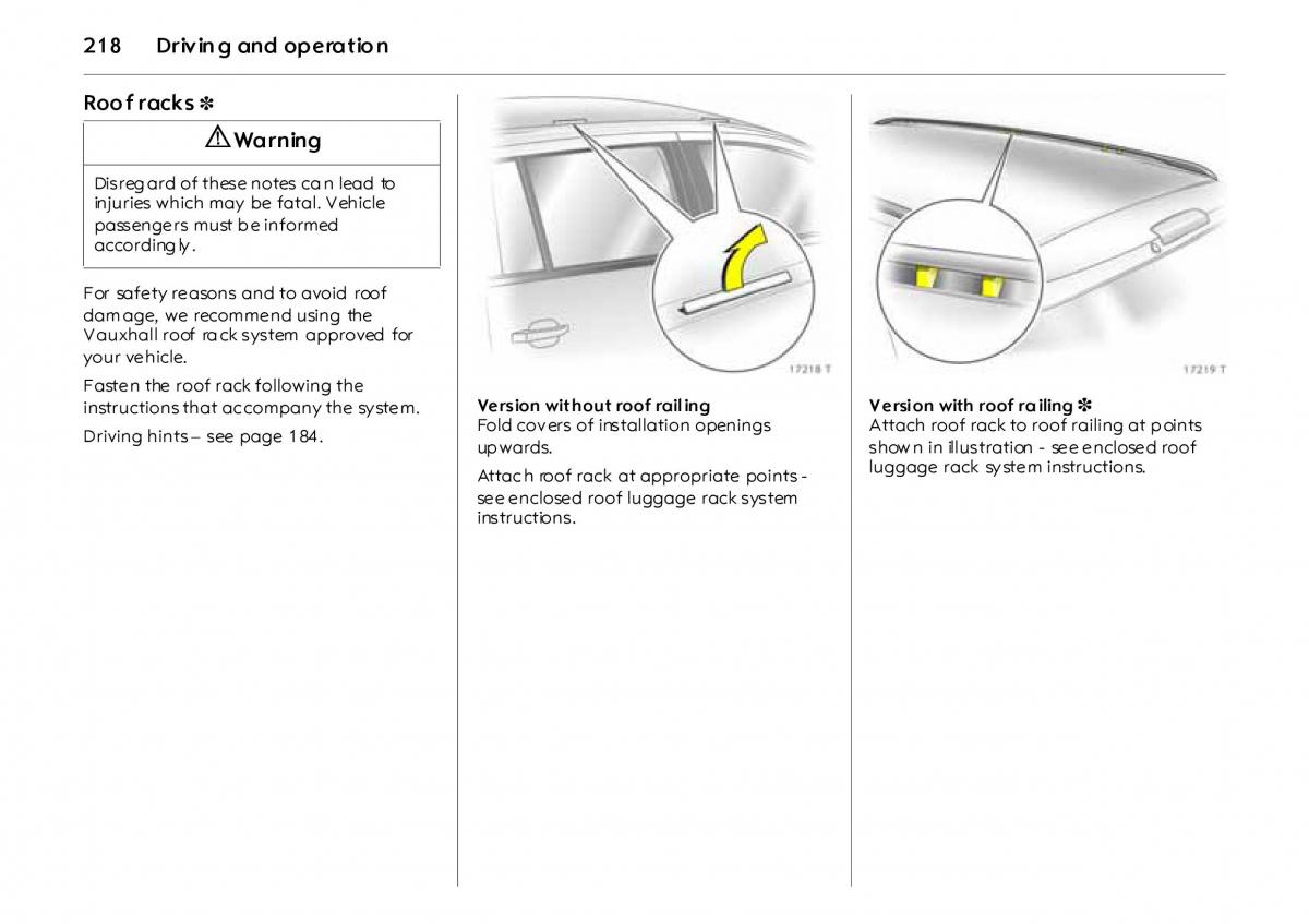 Opel Vectra Vauxhall III 3 owners manual / page 223