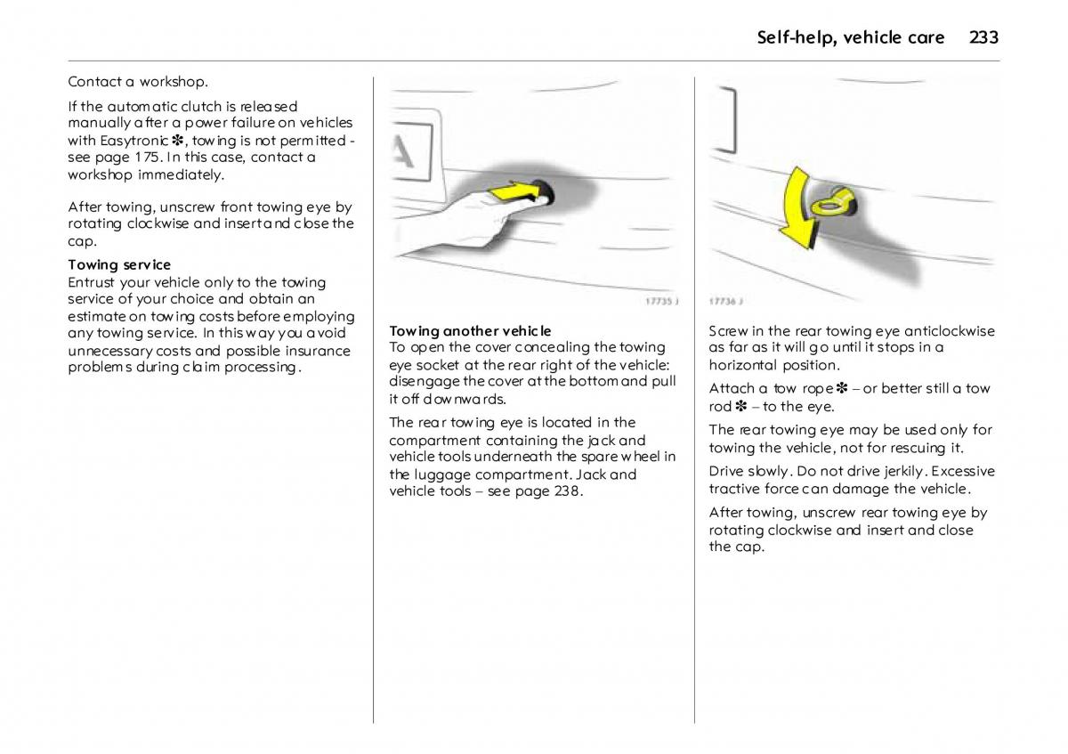 Opel Vectra Vauxhall III 3 owners manual / page 238