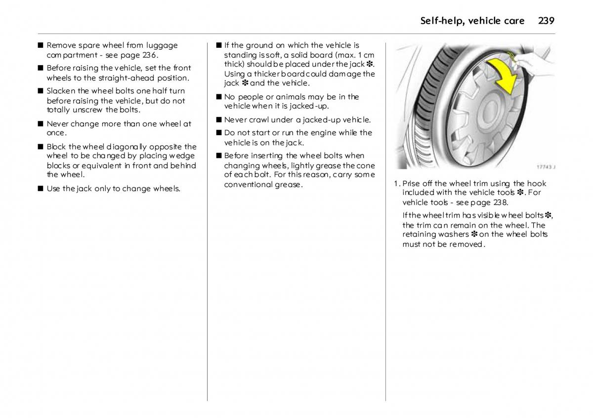 Opel Vectra Vauxhall III 3 owners manual / page 244