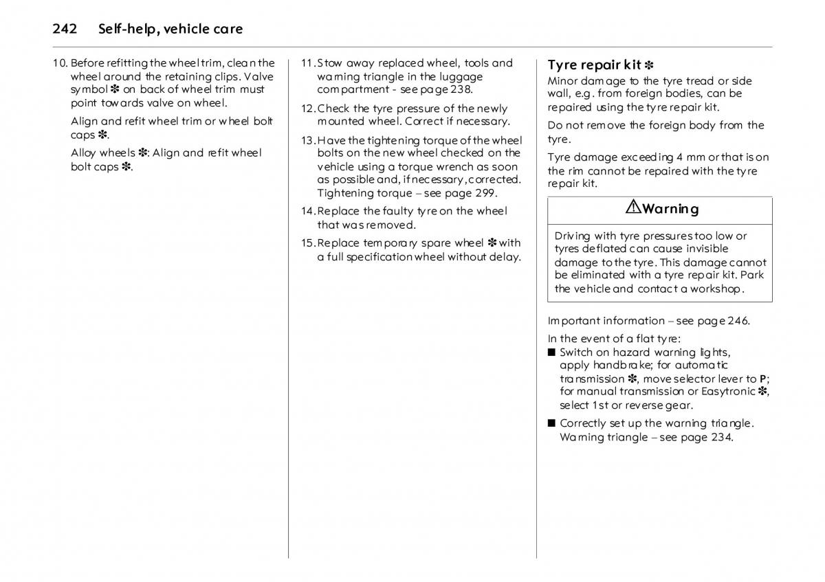 Opel Vectra Vauxhall III 3 owners manual / page 247