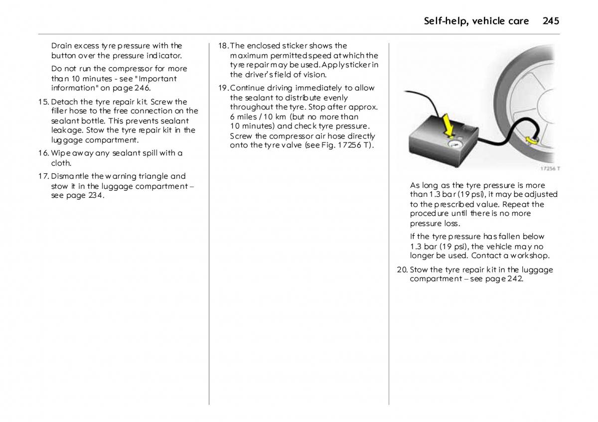 Opel Vectra Vauxhall III 3 owners manual / page 250