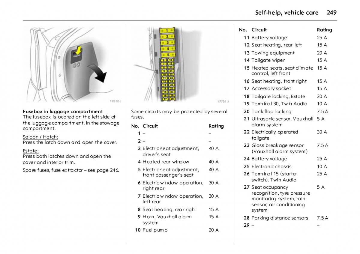 Opel Vectra Vauxhall III 3 owners manual / page 254