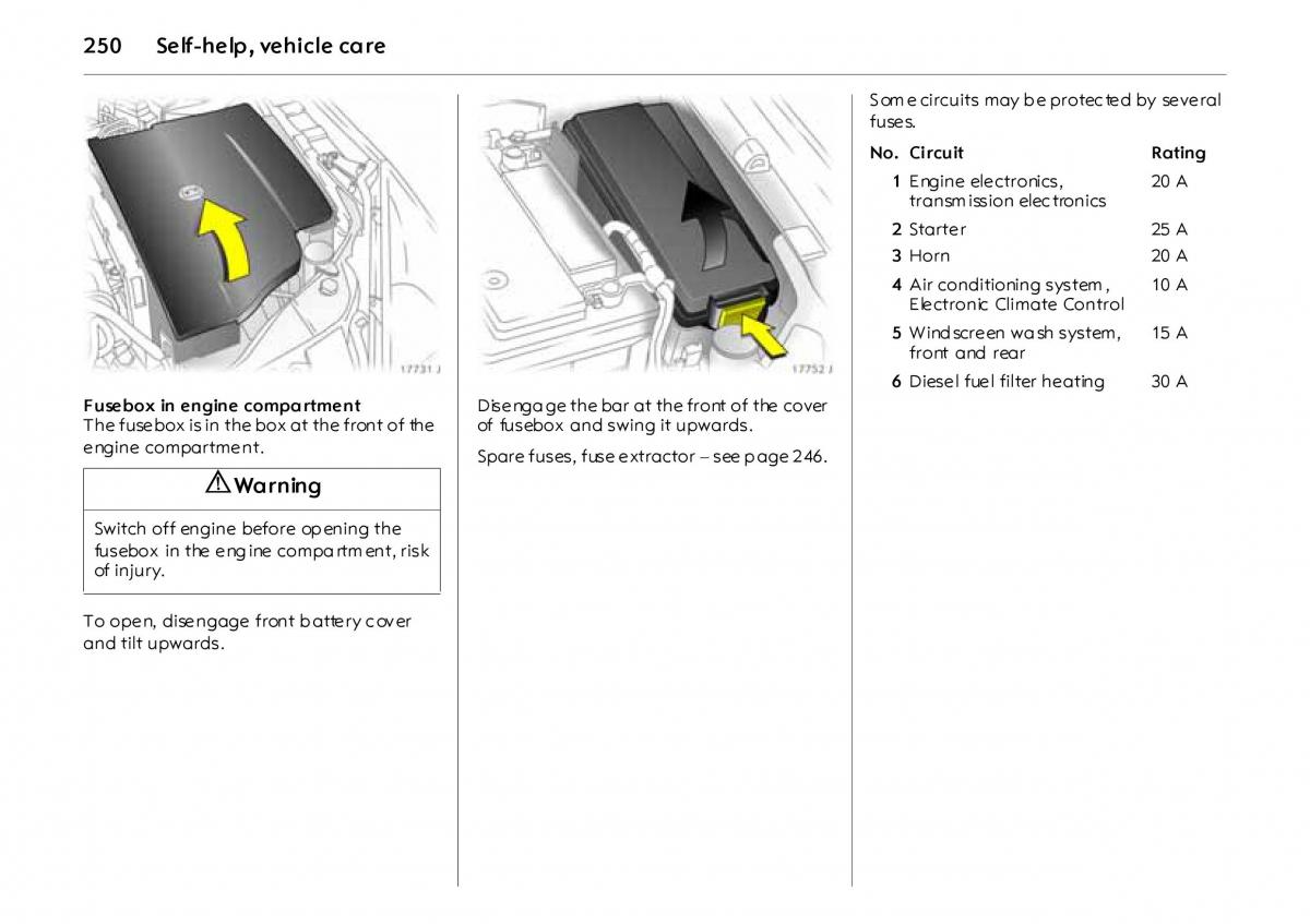 Opel Vectra Vauxhall III 3 owners manual / page 255