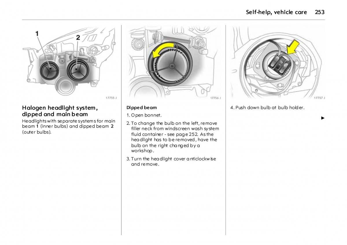 Opel Vectra Vauxhall III 3 owners manual / page 258