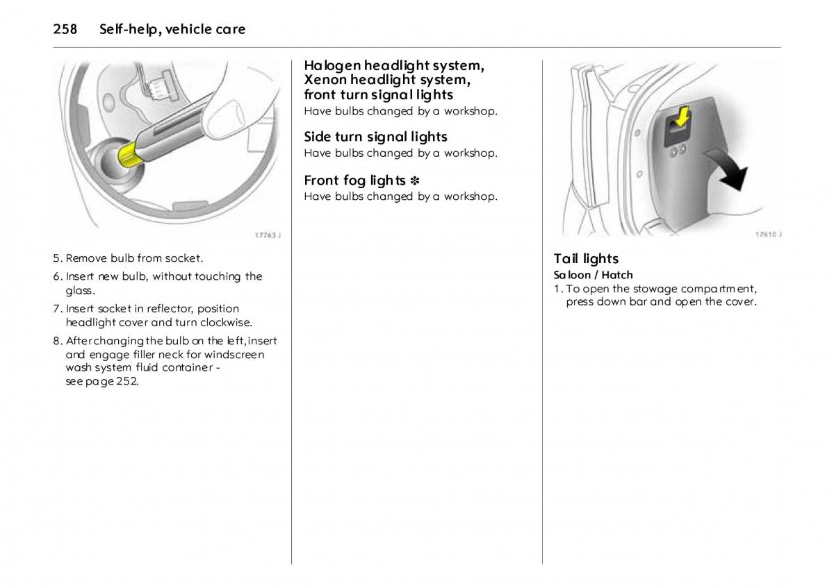 Opel Vectra Vauxhall III 3 owners manual / page 263