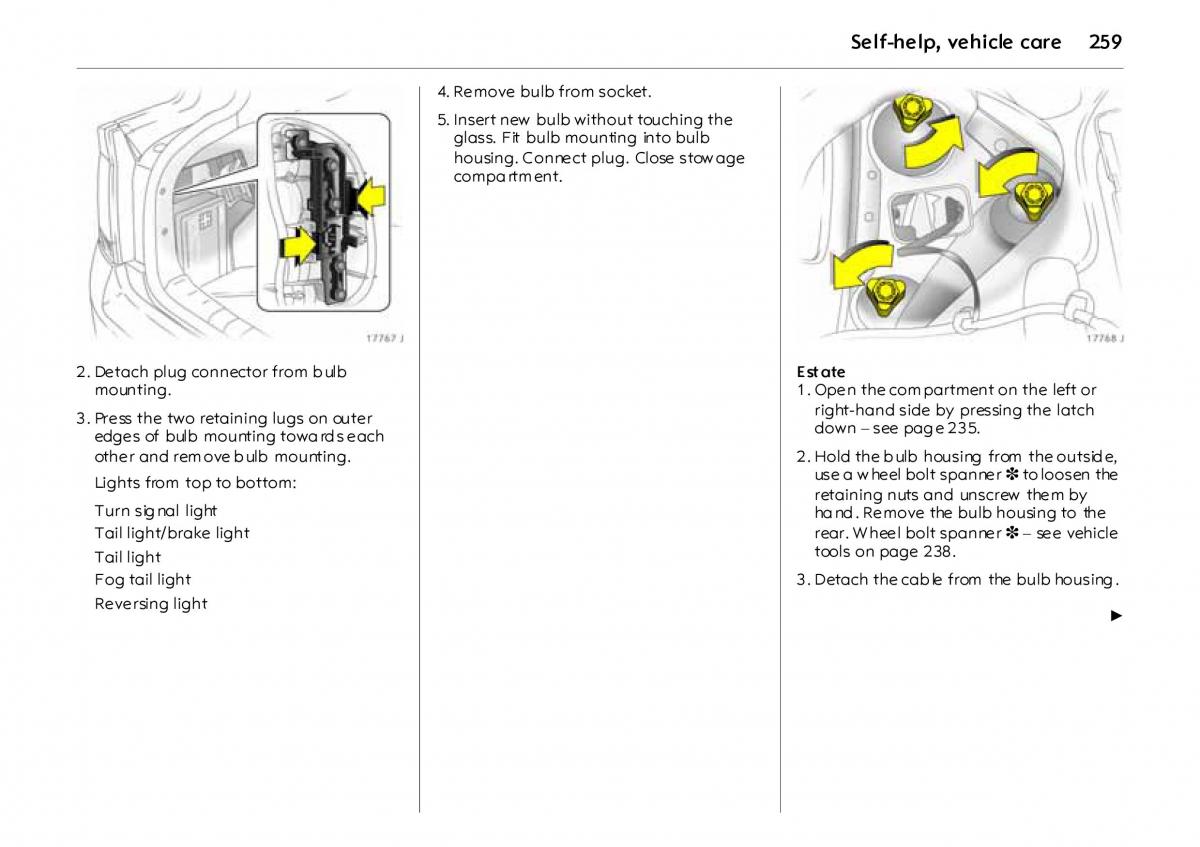 Opel Vectra Vauxhall III 3 owners manual / page 264