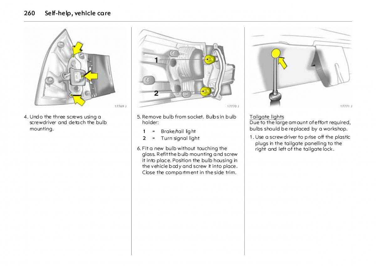 Opel Vectra Vauxhall III 3 owners manual / page 265