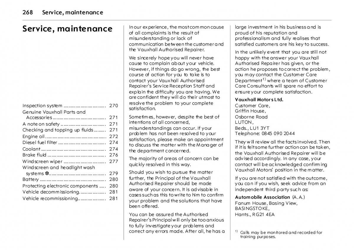 Opel Vectra Vauxhall III 3 owners manual / page 273