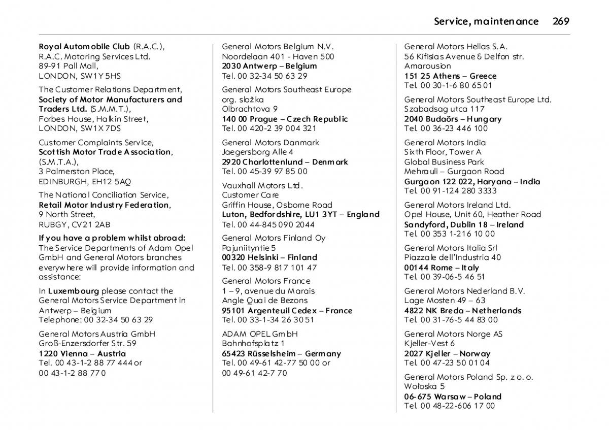 Opel Vectra Vauxhall III 3 owners manual / page 274