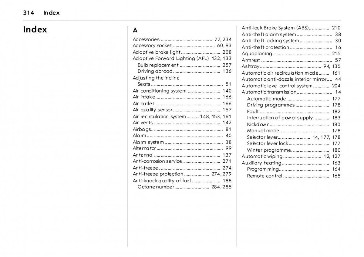 Opel Vectra Vauxhall III 3 owners manual / page 319