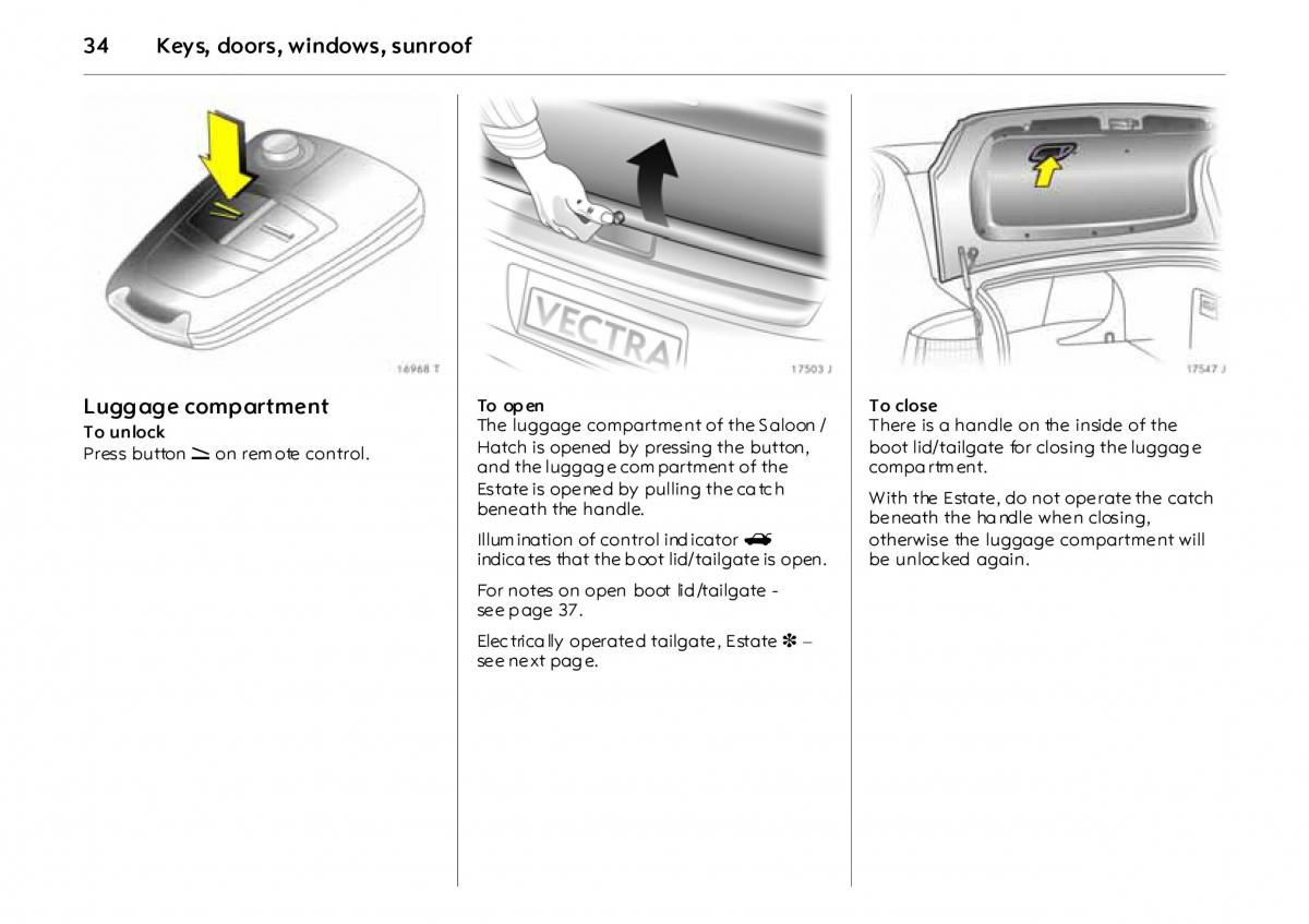 Opel Vectra Vauxhall III 3 owners manual / page 39