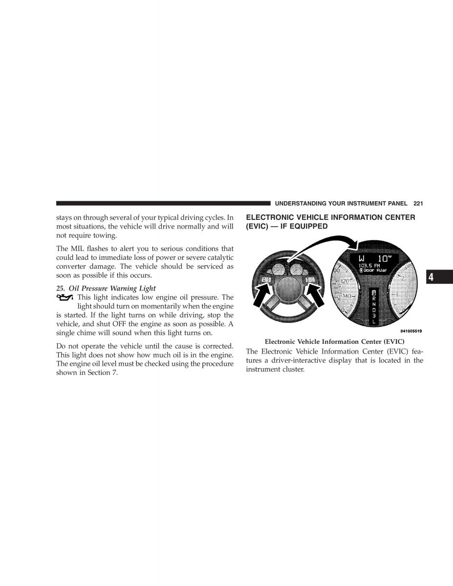 Chrysler 300C I 1 owners manual / page 223