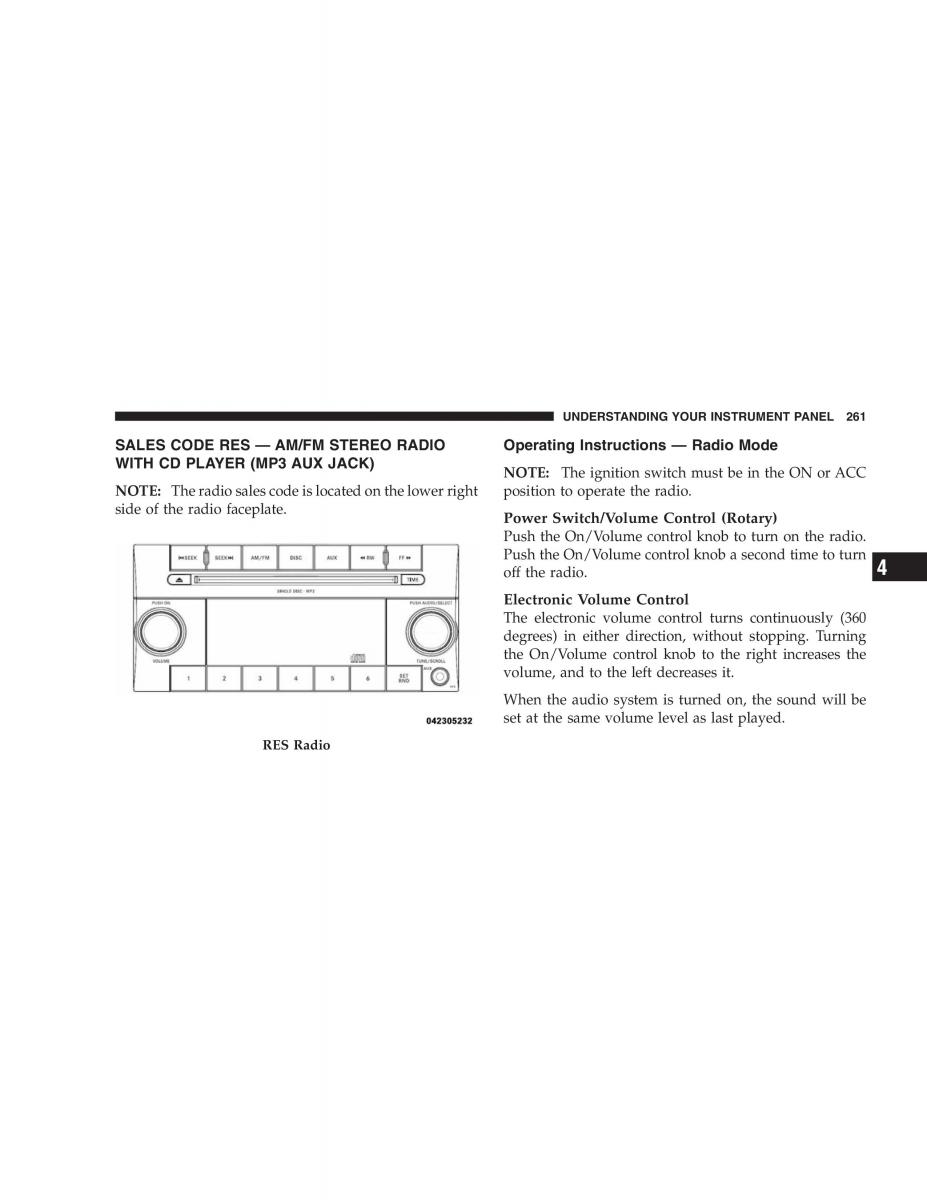 Chrysler 300C I 1 owners manual / page 263