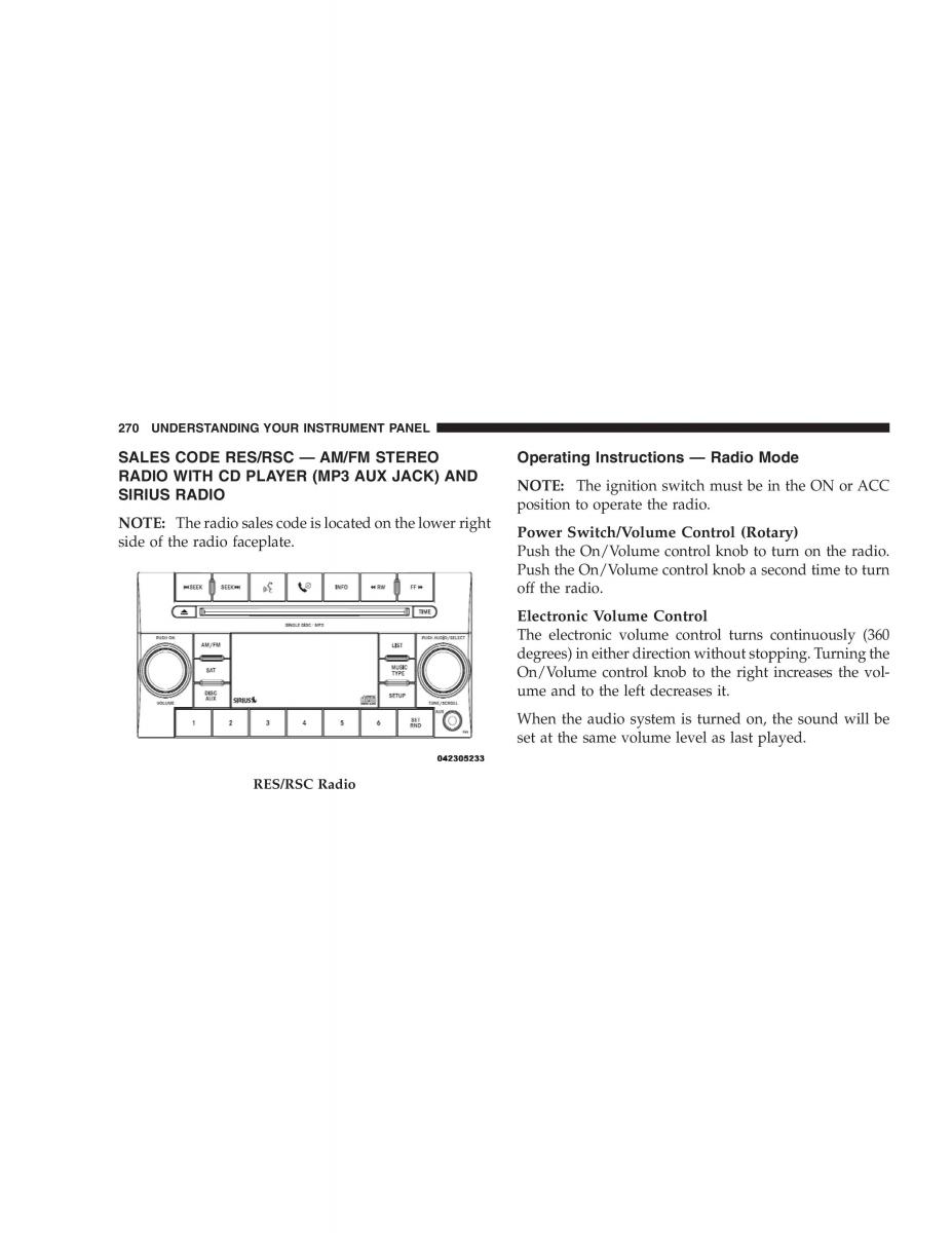 Chrysler 300C I 1 owners manual / page 272