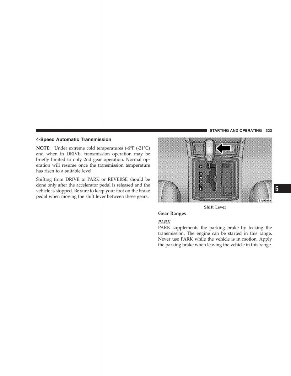 Chrysler 300C I 1 owners manual / page 325