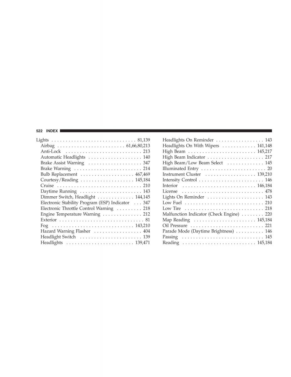 Chrysler 300C I 1 owners manual / page 524