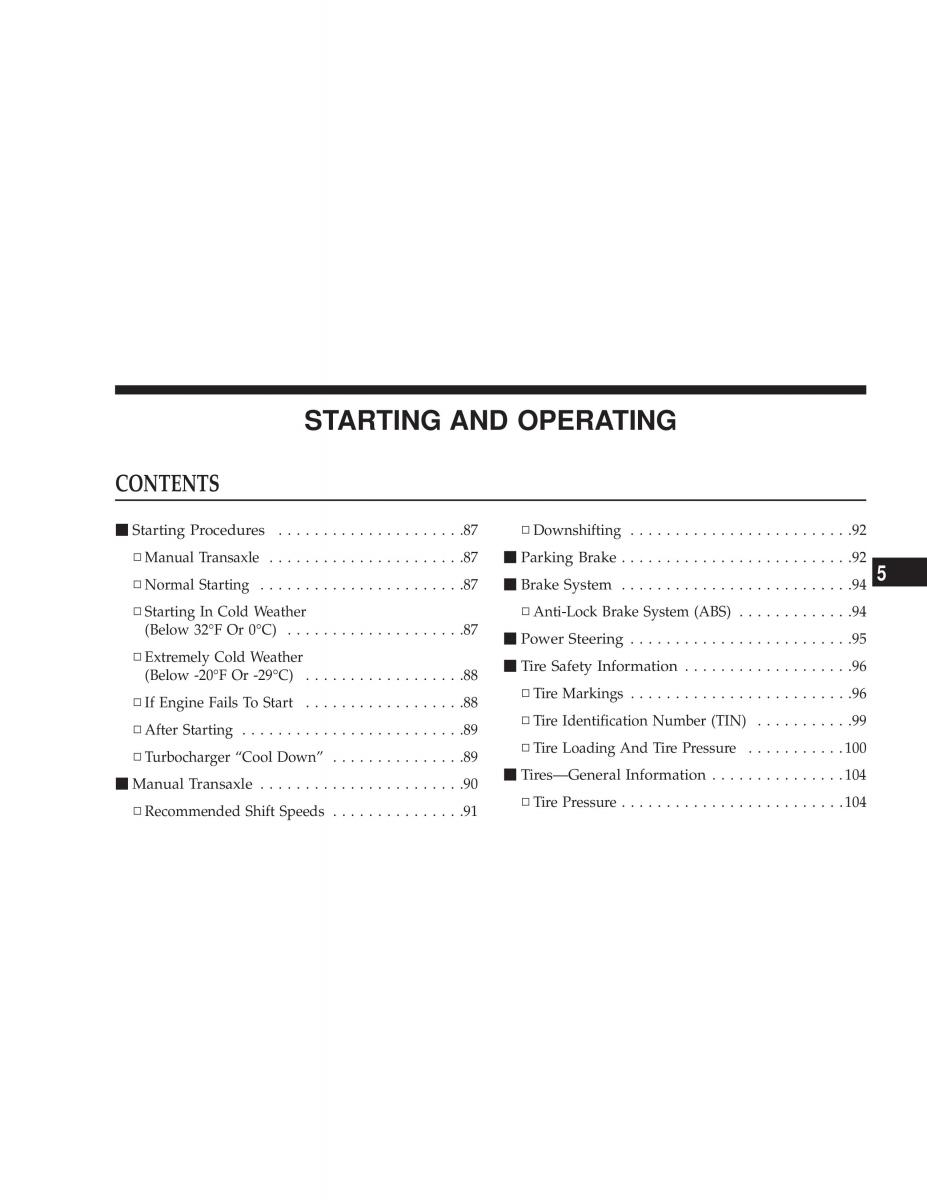 Chrysler Neon SRT4 owners manual / page 85