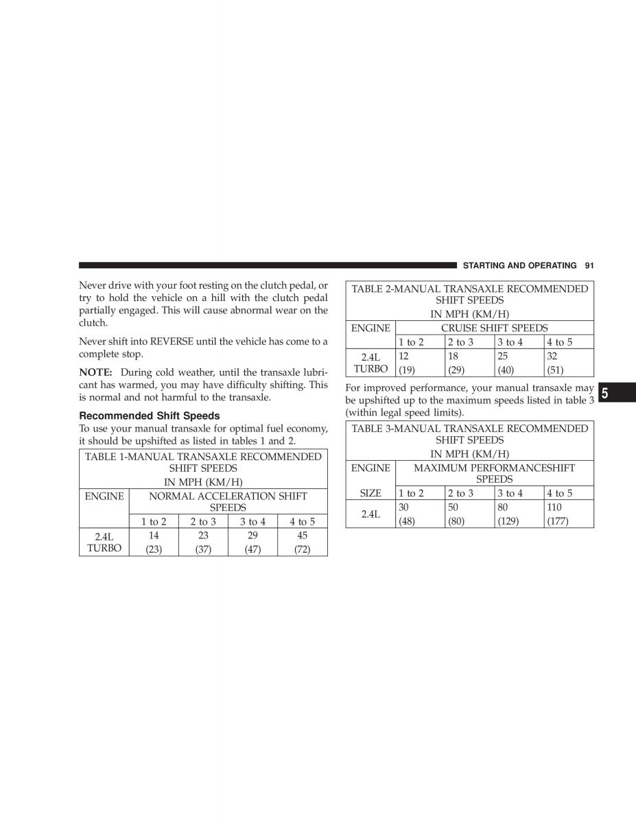 Chrysler Neon SRT4 owners manual / page 91