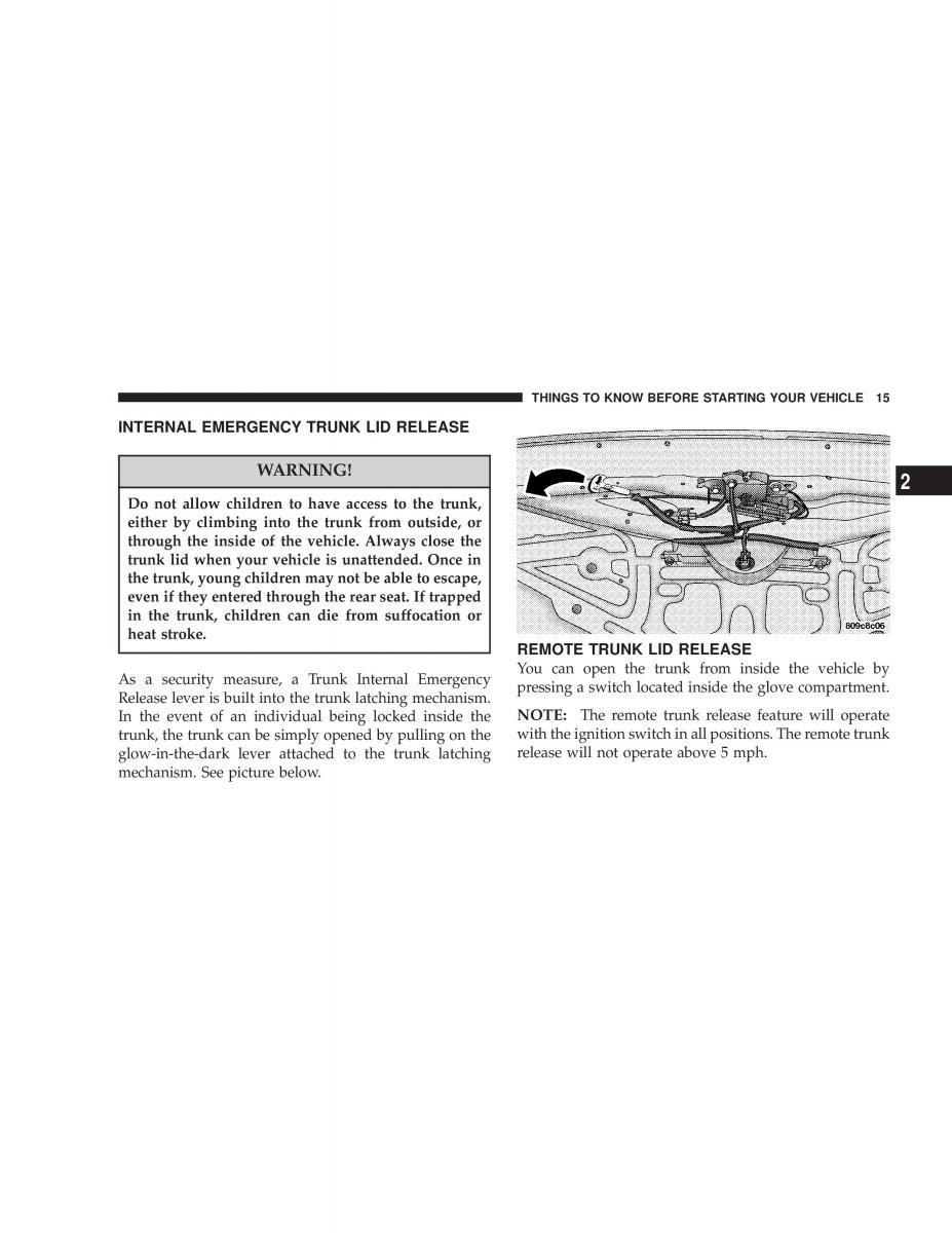 Chrysler Neon SRT4 owners manual / page 15