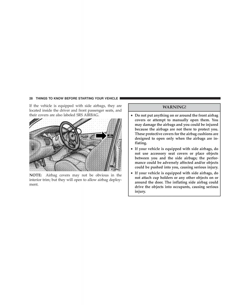 Chrysler Neon SRT4 owners manual / page 28