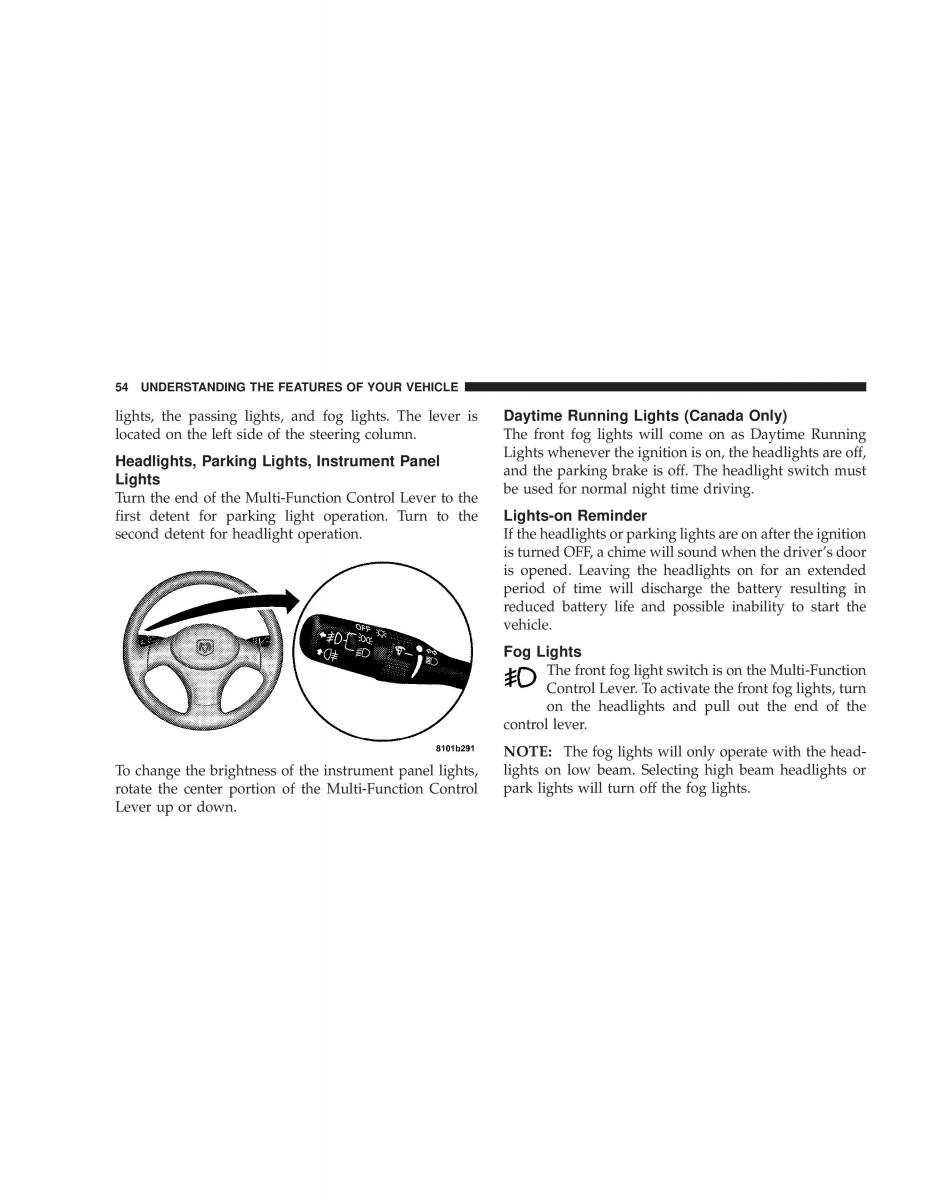 Chrysler Neon SRT4 owners manual / page 54